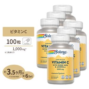 [6個セット] ソラレー 2段階タイムリリース ビタミンC 1000mg 100粒 Solaray Vitamin C With Rose Hips &amp; Acerola Timed-Release