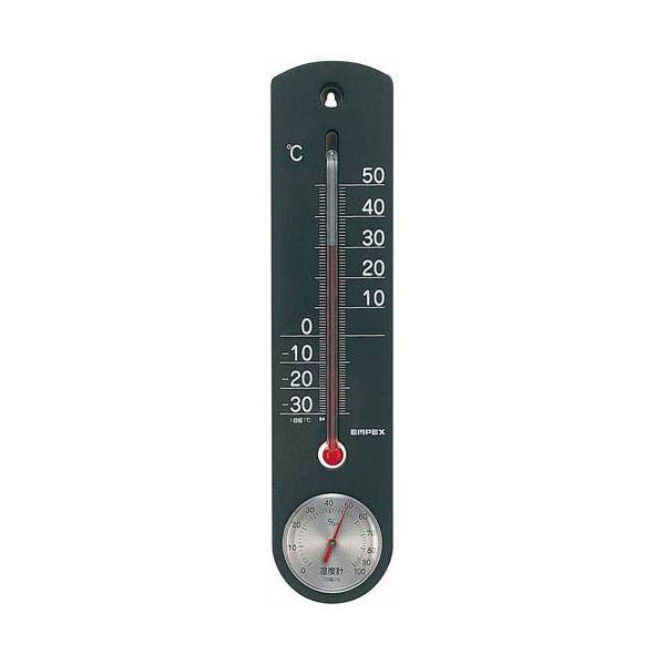 (まとめ)EMPEX 温度・湿度計 くらしのメモリー温・湿度計 壁掛用 TG-6712 ブラック〔×...