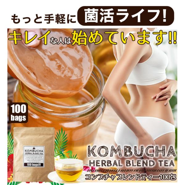 １日18円で海外セレブの菌活ライフ　コンブチャ ハーバル ブレンドティー Kombucha 100包