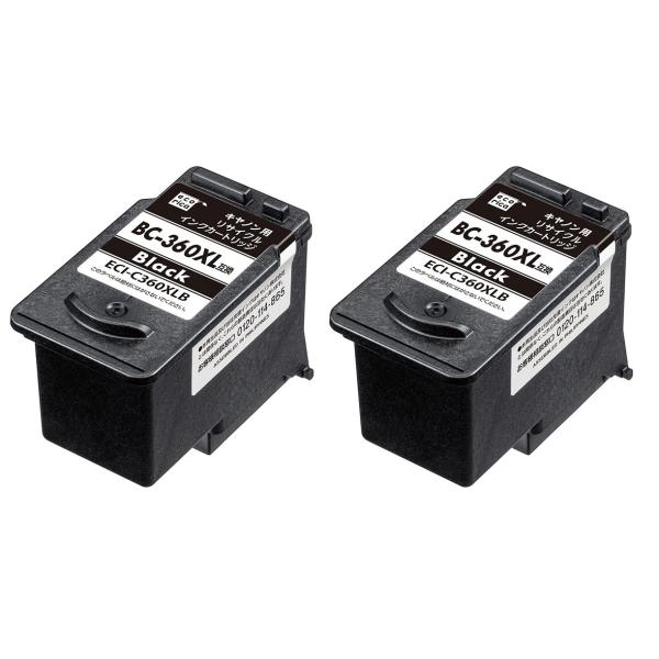 エコリカ　ECI-C360XLB　2個セット　BC-360XL　リサイクルインク　ブラック　大容量　...