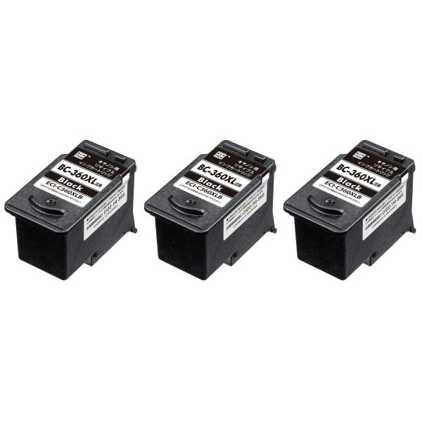 エコリカ　ECI-C360XLB　3個セット　BC-360XL　リサイクルインク　ブラック　大容量　...