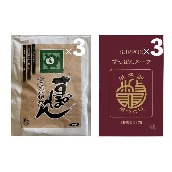 すっぽん玄米雑炊 3個・すっぽんスープ 3個セット（化粧箱入り）浜名湖 服部中村養鼈場