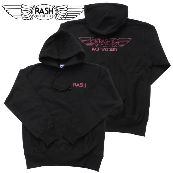 RASH ラッシュ 2024羽バックプルオーパーパーカー（12oz） ブラック / ラッシュウエット...