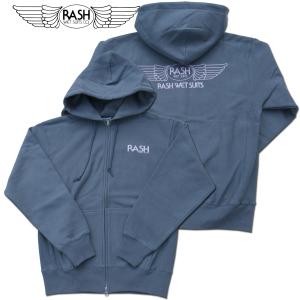 RASH ラッシュ 2024羽バックフルジップパーカー（12oz）ストーンブルー / ラッシュウエットスーツ｜surf-alphas