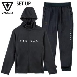VISSLA ヴィスラ セットアップ ドライスウェットジップパーカー& スエットパンツ（裏起毛） ブラック ＜日本企画商品＞｜ALPHA SURFSHOP