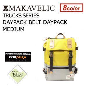 送料無料 MAKAVELIC マキャベリック バックパック リュック コーデュラ CORDURA/TRUCKS DOUBLE BELT DAYPACK MEDIUM YELLOW GRAY｜surfer