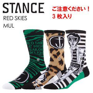 あすつく STANCE スタンス STANCE SOCKS CAPTAINFIN キャプテンフィン ソックス 靴下/RED SKIES-MUL (3足組)｜surfer