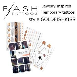 正規代理店 FLASHTATTOO フラッシュタトゥー ボディジュエリー タトゥーシール/GOLDFISH KISS｜surfer