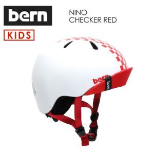 送料無料 bern バーン 子供用 ヘルメット スケボー スノボー 自転車 ジャパンフィット/NINO CHECKER RED VISOR付 VJBWRC