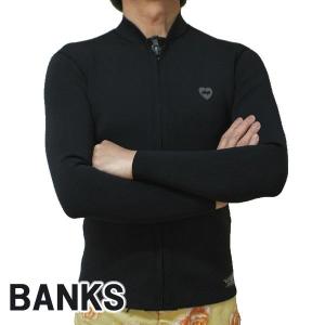 値下げしましたBANKS/バンクス JARED MELL FRONT ZIP JACKET BLACK 長袖タッパー ウェットスーツ