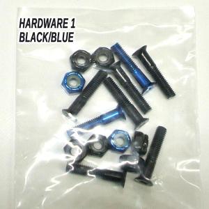 SW HARD WARE/ハードウェア PHILLIPS +プラス 1 インチ ボルト/ビス/ナット BLACK/BLUE スケートボード用パーツ[返品、交換不可]