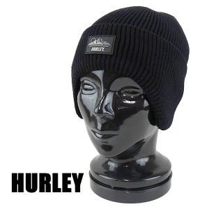 ハーレー メンズ 帽子 HURLEY NORTH PEAK BLACK ニット帽 防寒 耳までカバー CAP/キャップ HAT/ハット Hurley Men's Winter Hat[返品、交換及びキャンセル不可]｜surfingworld