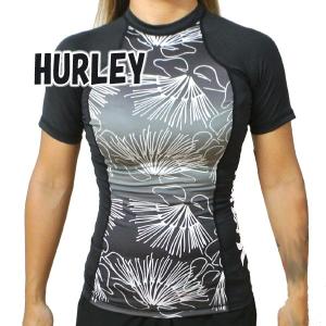 値下げしました！HURLEY/ハーレー レディース 半袖ラッシュガード ONE&ONLY SIG ZANE WAILEHUA S/S RASHGUARD BLACK 女性用 LADYS[返品、交換不可]｜surfingworld