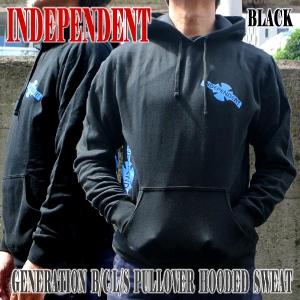 値下げしました！INDEPENDENT/インデペンデント GENERATION B/C L/S PULLOVER HOODED SWEATSHIRT BLACK 長袖 フード付き プルオーバー スウェット パーカー｜surfingworld