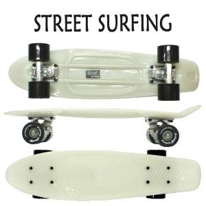 値下げしましたSTREET SURFING/ストリートサーフィン PLASTIC CRUISER BEACH BOARD GLOW WHITE 6.3x22.5 光るウィール