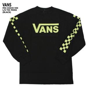 値下げしましたVANS/バンズ MN CHECK VEE L/S TEE BLACK 長袖TEE  MENS メンズ 男性用 ロゴ 両袖プリント