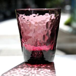 スガハラ グラス dimple　 ディンプル  オールドグラス　ワインレッド｜surouweb