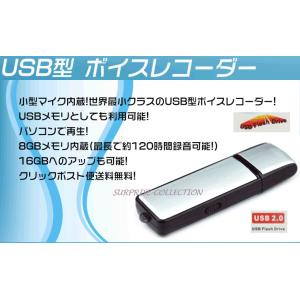 ボイスレコーダー USB型 4GB内蔵 USBメモリ 大容量 長時間録音 操作簡単 16GBまでアッ...