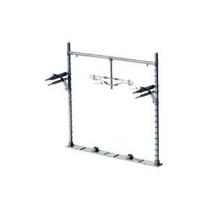 新品鉄道模型 1/150 複線ワイド鋼管ビーム架線柱(灰・12本入) [23-067-1]