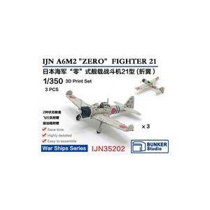 新品プラモデル 1/350 日本海軍 A6M2 零戦 ニ一型 翼端折畳状態 (3機セット) ディティ...