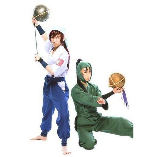 中古生写真(男性) 橘龍丸(舳丸)・鐘ヶ江洸(立花仙蔵)/全身・衣装緑.青・片手武器・鐘ケ江右向き・...