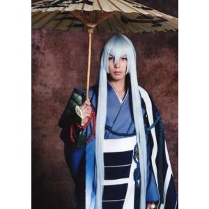 中古生写真(男性) 瀬戸祐介(江雪左文字)/上半身・衣装青・傘・背景茶・キャラクターショット/舞台「『刀剣乱舞』虚伝 燃ゆる本能寺」トレ