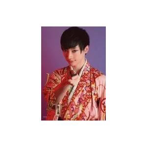 中古生写真(男性) 和合真一/バストアップ・衣装ピンク・右手上げ・扇子突きつけ・背景紫/舞台「ハンサム落語 第九幕」ブロマイドB