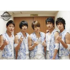 中古生写真(男性) 東方神起/集合(5人)/横型・上半身・衣装白・青・センタージェジュン・両手グー・...