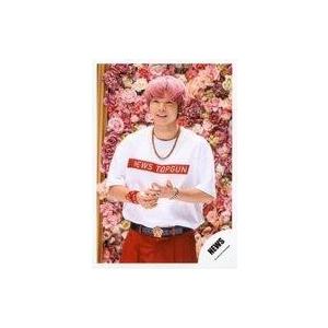中古生写真(ジャニーズ) NEWS/増田貴久/膝上・衣装白・赤・左向き・背景花/シングル「トップガン/Love Story」MV＆ジャケ写オフショット/