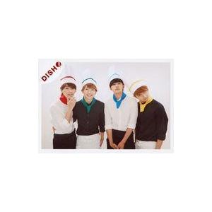 中古生写真(男性) DISH///集合(4人)/横型・上半身・衣装白・黒・コック帽・スカーフ赤・緑・水色・黄・矢部右手顎・橘目線右・背景
