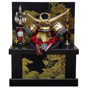 五月人形 兜 収納 コンパクト 上杉謙信 12号ブロンズ兜 間口45ｃｍ金彩金龍 収納飾り 絵柄龍の目にはスワロフスキー付 武将 兜飾り
