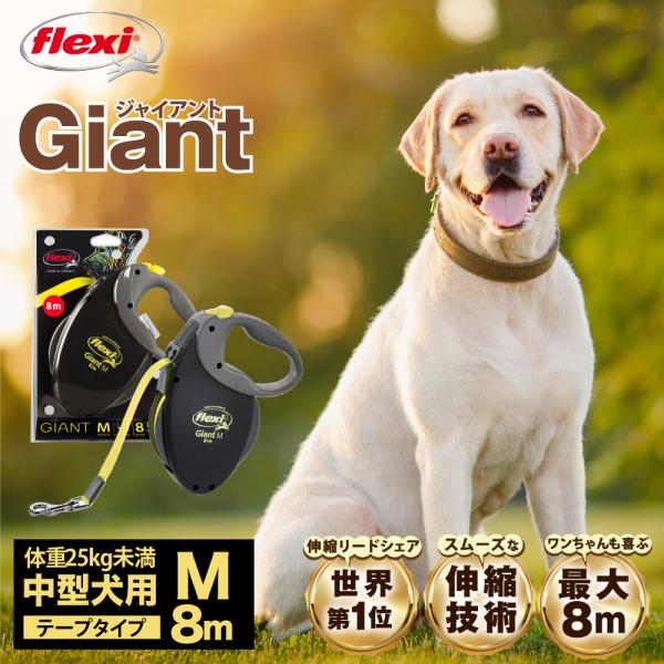 フレキシリード 伸縮リード 中型犬 ジャイアント M（体重25kg未満）8m テープ ドイツ製 犬の...