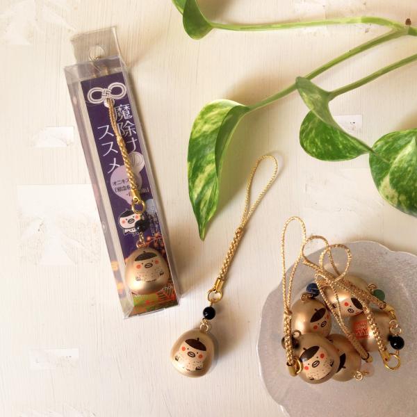 鈴 ストラップ 魔除けのススメ 天然石ビーズ  オニキス パワーストーン 福音鈴 水琴鈴 お守り 邪...