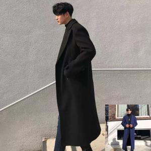 ラシャコート ロングコート メンズ チェスターコート トレンチコート長袖 膝丈 ビジネスマン 着痩せ 無地 おしゃれ 韓国ファッション ブルー ブラック 秋冬 Style Hana 通販 Yahoo ショッピング