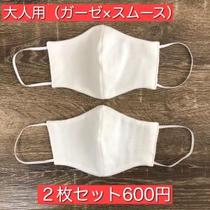 布製マスク 大人用 白（ガーゼ×スムースのリバーシブル仕様） 2枚セット 送料無料