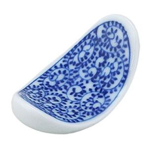 初山窯 箸置き 青 5.5×3×2.5Hcm 蛸唐草 反楕円箸置き YH-294-20