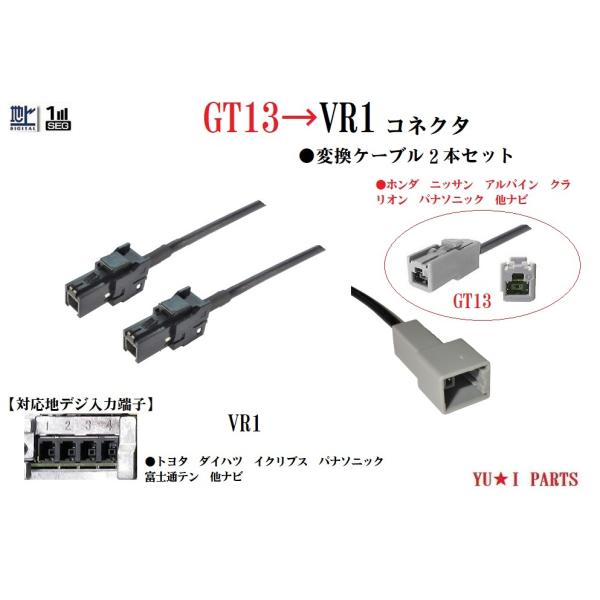 GT13-VR1 地デジアンテナ変換ケーブル 2本 ホンダ ニッサン アルパイン クラリオンGT13...