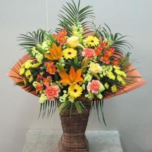 【ポイント3倍】バスケット花(M)色指定 11000円(税別) 花色選べる 80cm位  お祝い 開...