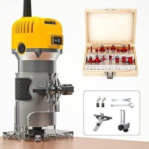 電動トリマー 木工用トリマー 電動工具 軸径6.35mm ６段階変速 電気トリミング機