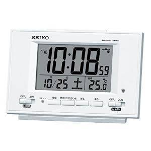 セイコー クロック 目覚まし時計 自動点灯 電波 デジタル カレンダー 温度 表示 夜でも見える 白 パール SQ778W SEIKO