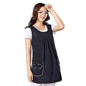 QIRUN電磁波カットエプロン かわいい リボンポケット 電磁波 対策 防止 エプロン 妊婦 服 マタニティ電磁波防止服 金属繊維 格安 人気