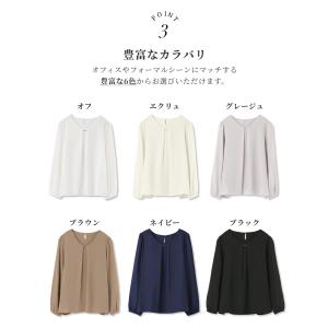 ブラウス レディース オフィス トップス 半袖...の詳細画像3