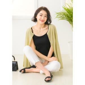 キャミソール タンクトップ レディース ノースリーブ インナー コットン 綿 100％ 肌着 下着 快適 防寒 入学式 卒業式 メール便送料無料 1/2