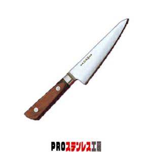 源正舟 骨スキ包丁 角型 片刃 150mm 全鋼 共口金付 朱丹柄