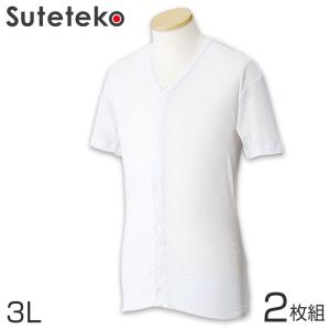 前開きシャツ 紳士 介護 下着 半袖 インナー 3L 2枚組