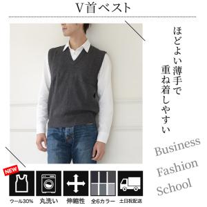 Vネック ニット メンズ ベスト ビジネス S...の詳細画像2