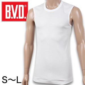 BVD メンズ インナー スリーブレス シャツ 綿100 丸首 S〜L ノースリーブ 下着 肌着 コットン インナー クルーネック 男性 紳士 白｜すててこねっと ヤフー店
