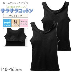 ジュニアブラ タンクトップ モールドカップ付き 綿100% 女の子 インナー キッズ カップ付き ブラトップ 2枚組 140 150 160 165 cm｜すててこねっと ヤフー店