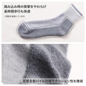メンズ ソックス クルー丈 足底パイル スポー...の詳細画像1