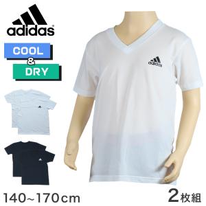 アディダス インナー 半袖 キッズ vネック tシャツ 子供 2枚組 140〜170cm 下着 男の子 肌着 シャツ 白 黒 子ども ボーイズ ジュニア adidas